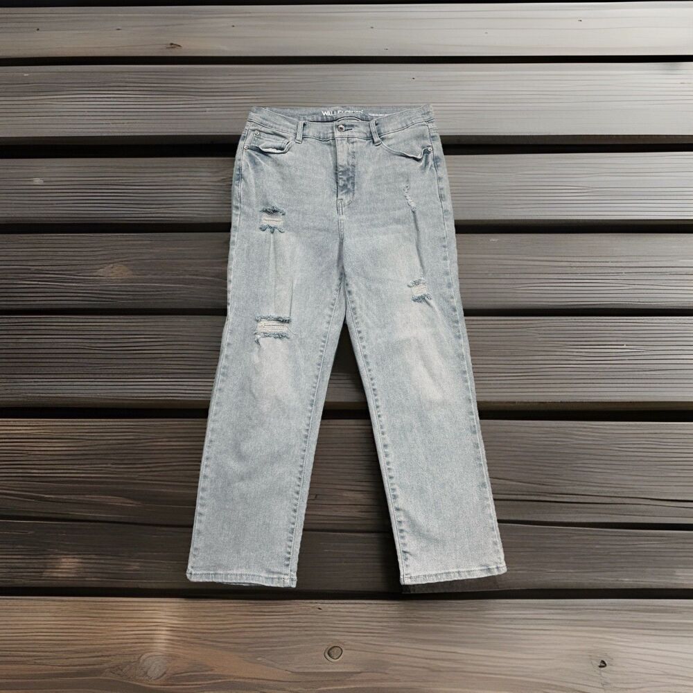 Wallflower Jeans Fearless Curvy Super High Rise Crop 10 (30x25) Blue Distressed - Picture 9 of 10